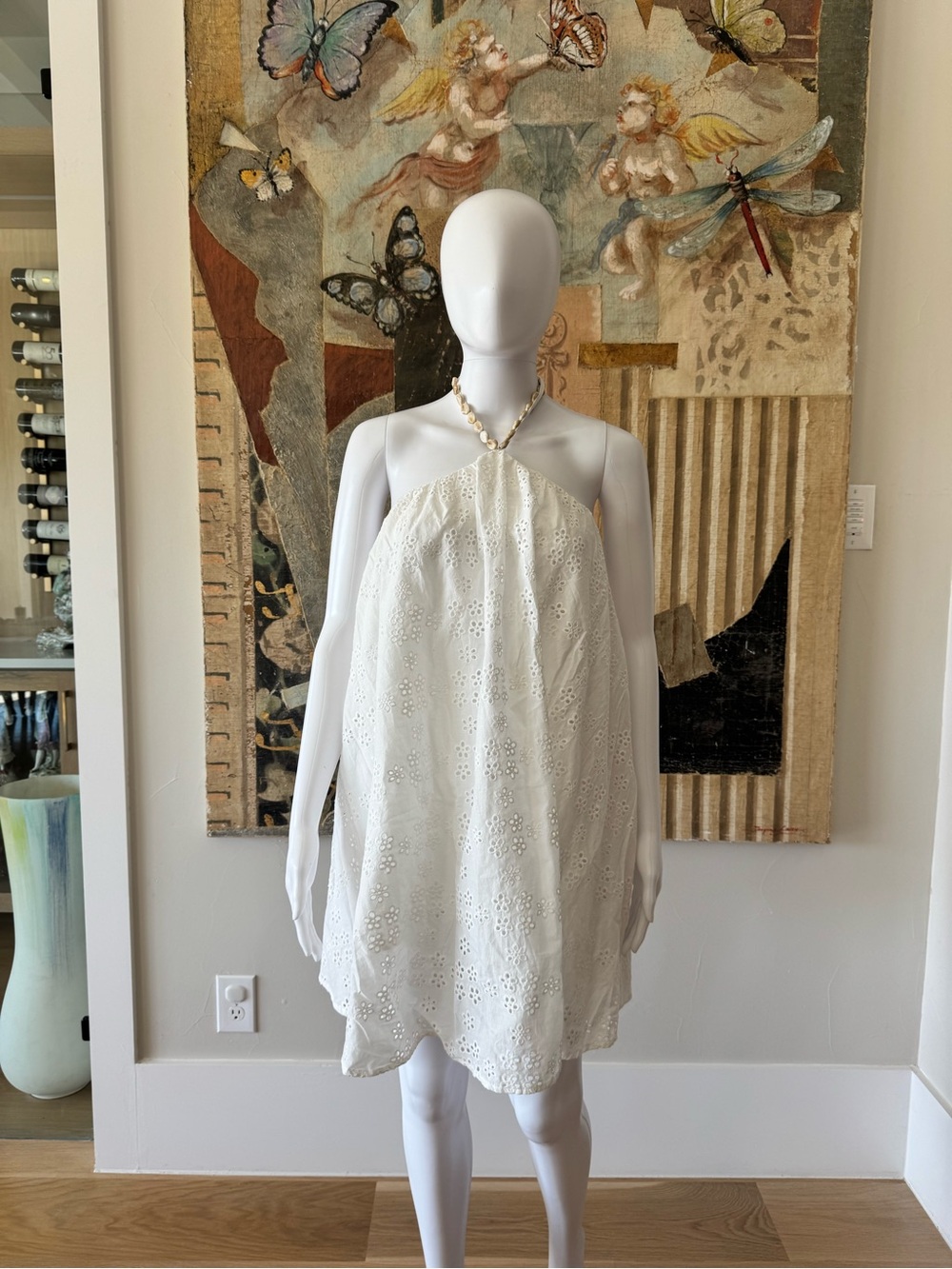 Lulu's White Eyelet Halter Mini Dress